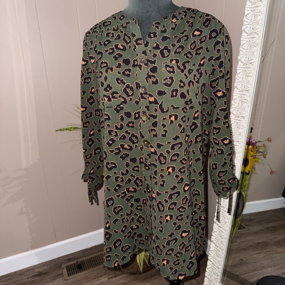 New Directions • Green Cheetah Print Tunic - Picture 1 of 10